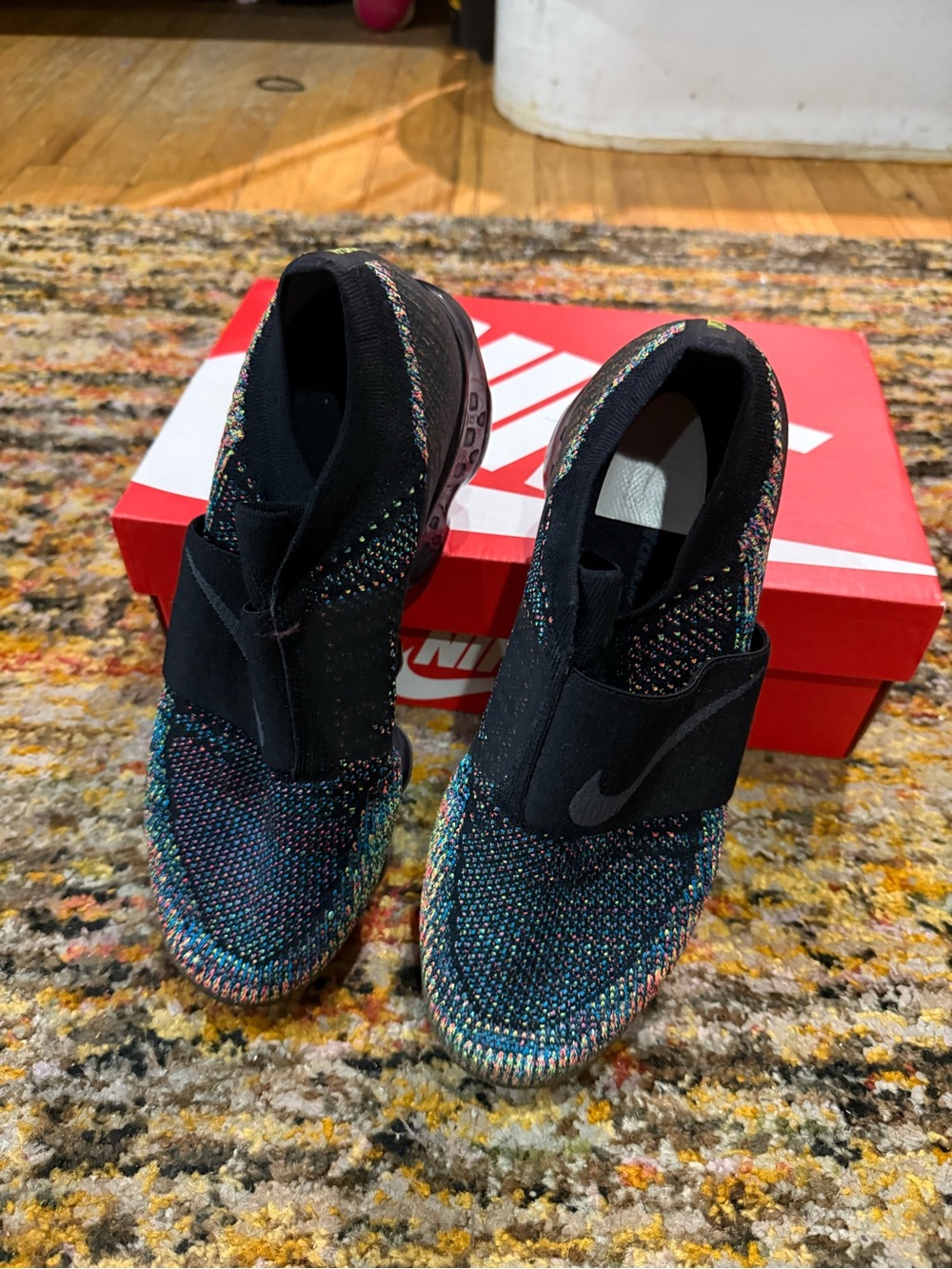 Nike Vapormax Black Multicolor Flyknit Slip-On Sneakers - Picture 7 of 7